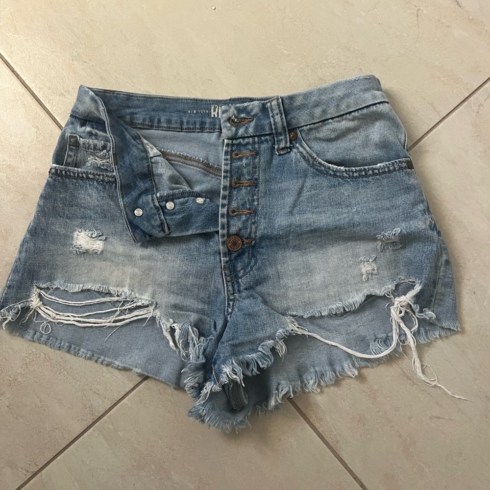 Rewash Distressed Light Blue Jean Shorts